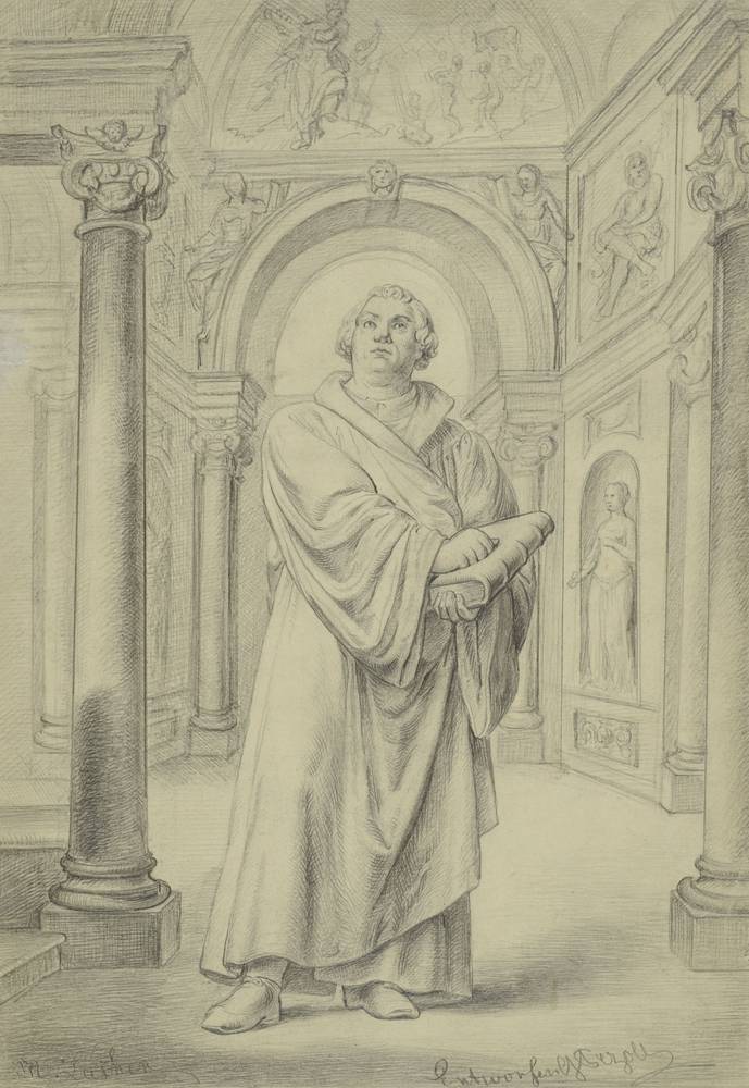 Porträt Martin Luther (1483–1546), Georg Pezolt (1810–1878), Um 1873, Grafit auf Papier, Salzburg Museum, Inv.-Nr. 2022-49