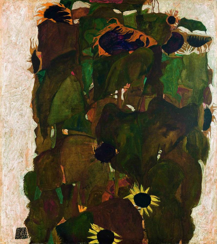 Egon Schiele (1890–1918), Sonnenblumen I, 1911, Öl auf Leinwand, © Belvedere, Wien, Foto Johannes Stoll