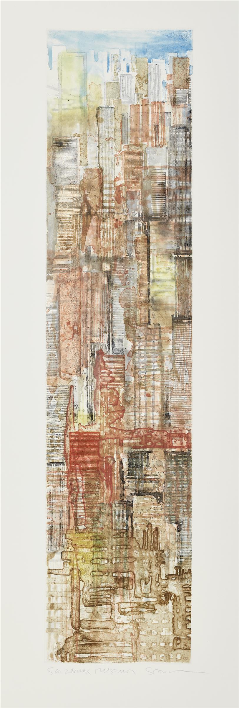 New York, Gottfried Salzmann (*1943), Material / Technik: Aquatintaradierung auf Bütten (Rives), Salzburg Museum, Inv.-Nr. 1093 a-2008