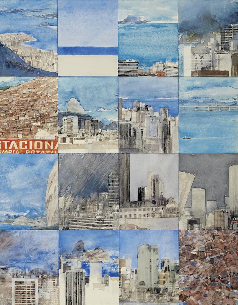 Logbuch Rio, 16-teilig, Gottfried Salzmann (*1943), 1987, Material / Technik: Aquarell auf Papier, Passepartout, Salzburg Museum, Inv.-Nr. 1249-2006