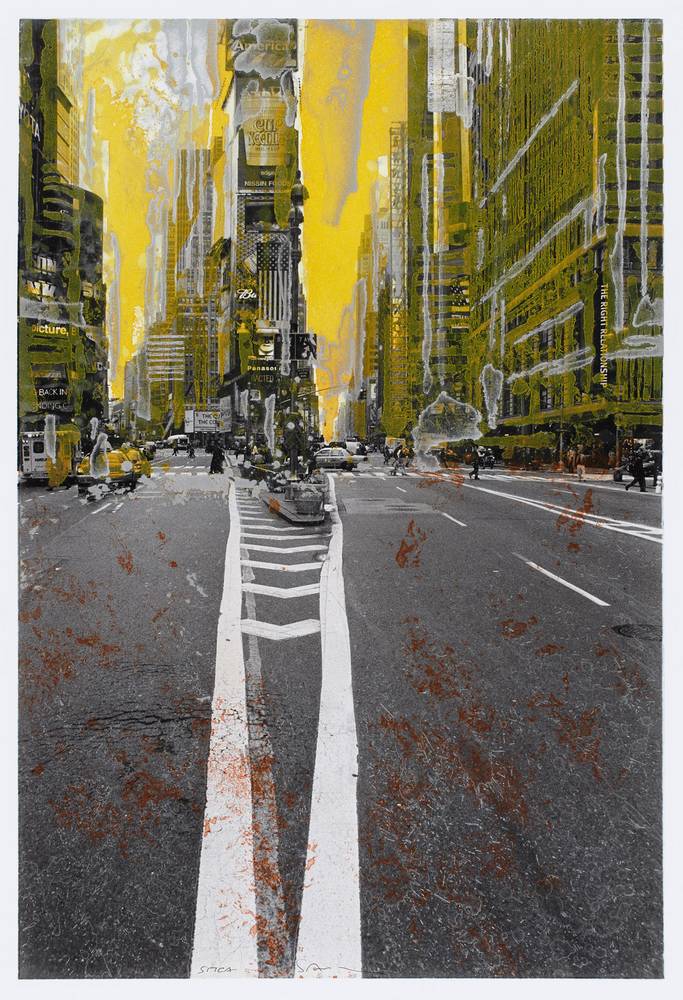 Yellow Times Square, Gottfried Salzmann (*1943), 2003, Material / Technik: Acryl über Photeauforte auf Fotopapier, Salzburg Museum, Inv.-Nr. 1251-2006