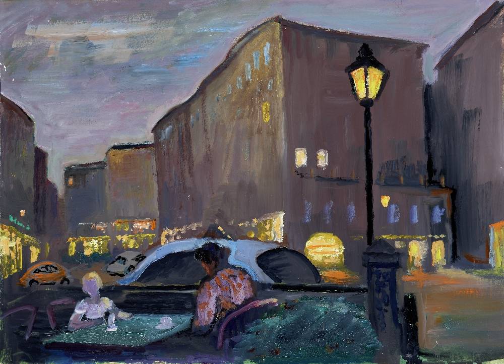 Abendstimmung auf dem Alten Markt, Felix Albrecht Harta (1884–1967), Um 1950, Öl auf Karton, Salzburg Museum, Inv.-Nr. 123-63