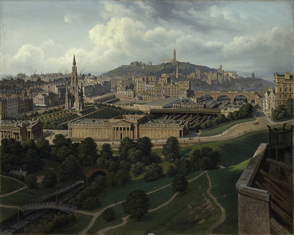 Hubert Sattler (1817–1904), Kosmorama: Edinburgh (UK), um 1850, Öl auf Leinwand, © Salzburg Museum