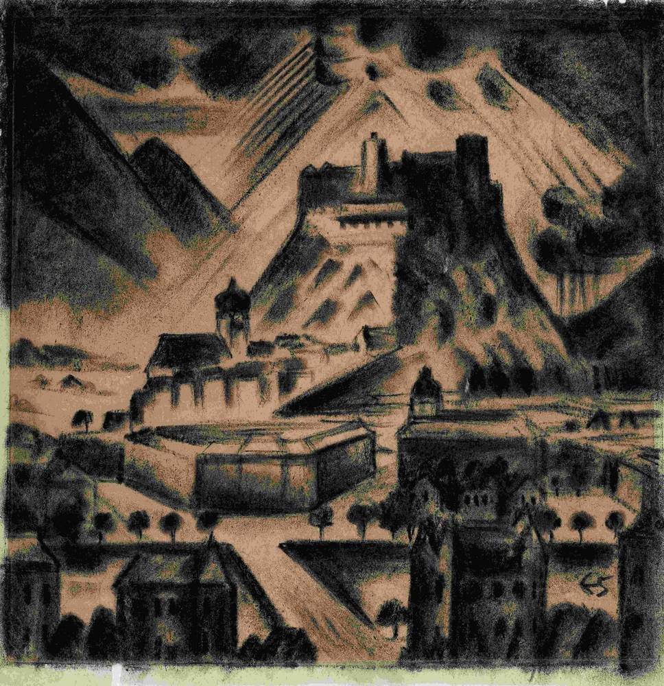 Emma Schlangenhausen (1882–1947), Salzburg, 1920, Kohle auf Papier, © Salzburg Museum