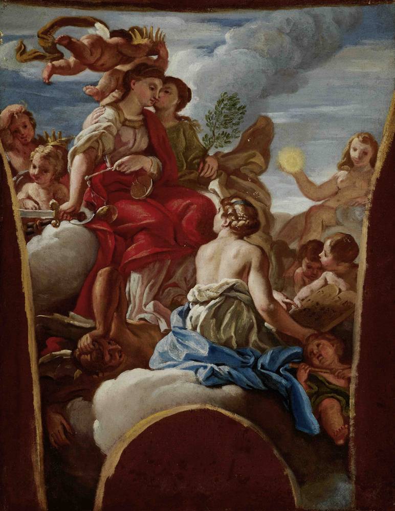 Giovanni Battista Gaulli, gen. il Baciccio, Werkstatt, Allegorie der Justitia, ca. 1670, Öl auf Leinwand, Inv.-Nr. RO 0056