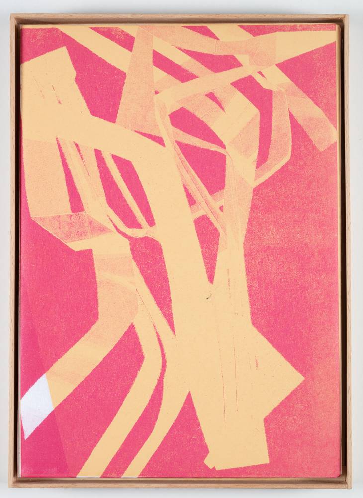 Tina Graf  (*1997), KW 16 und KW 24 aus der Serie „xxx/365“, 2021-22, Schablonen-Linoldruck auf Japanpapier, jeweils 30 x 22,5 cm, InvNr 1074 a-g2023 und InvNr 1075 a-g-2023