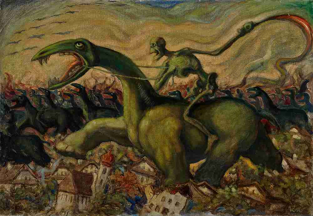 Die Schrecken des Krieges, Karl Reisenbichler, um 1920, Öl auf Leinwand, Inv.-Nr. 13-75
