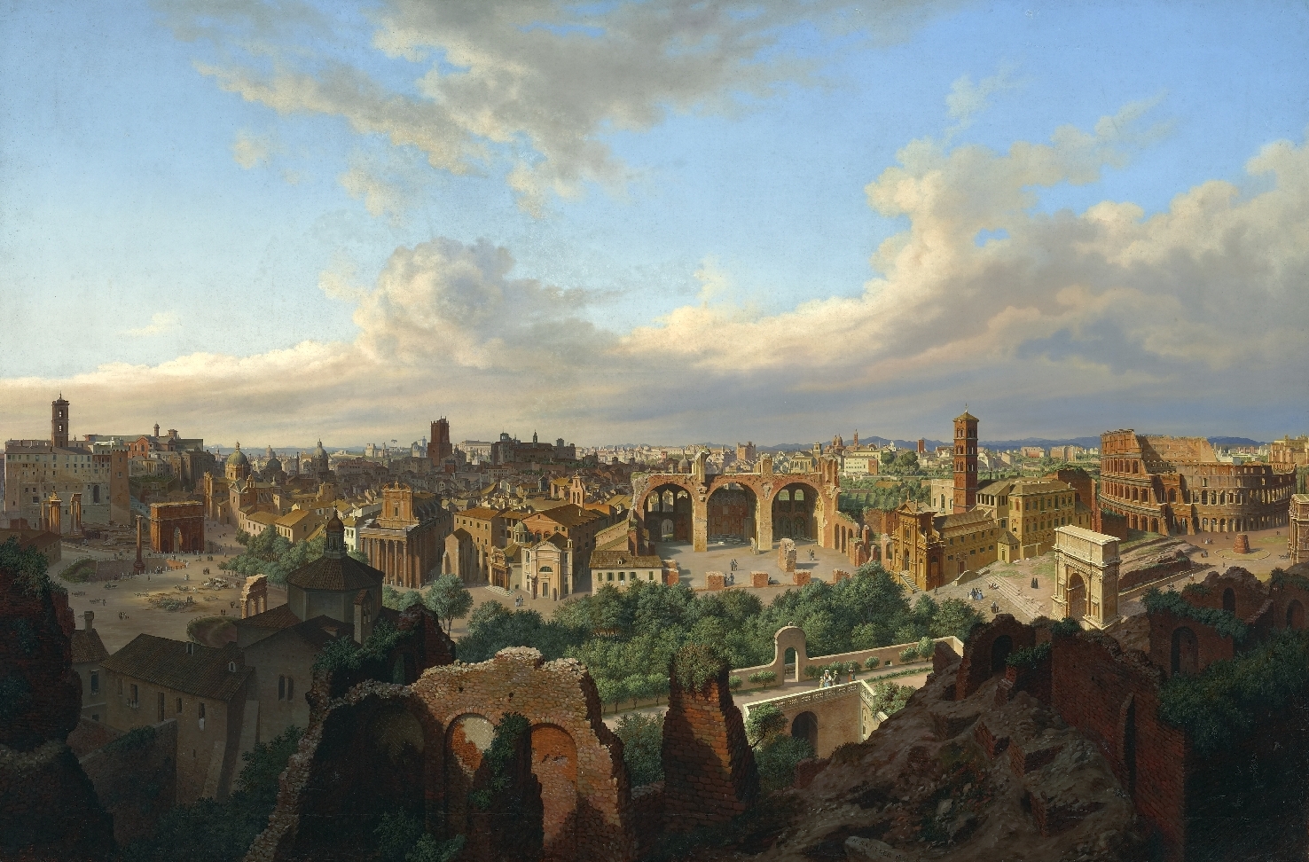 Rom von den Ruinen der Kaiserpaläste auf dem Palatinischen Hügel aus aufgenommen, 1861, Öl auf Leinwand, Inv.-Nr. 9003-49