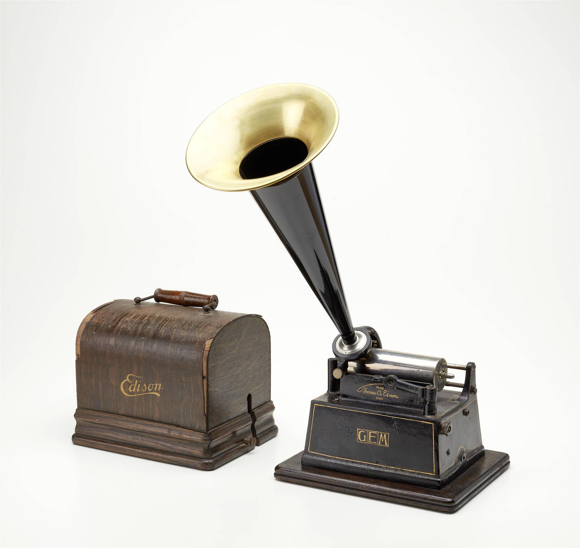 Edison Phonograph Modell C, Erfinder: Thomas Alva Edison (1847–1931), USA, nach 1908, Holz, Metall, Sammlung Prosinger, Mariapfarr