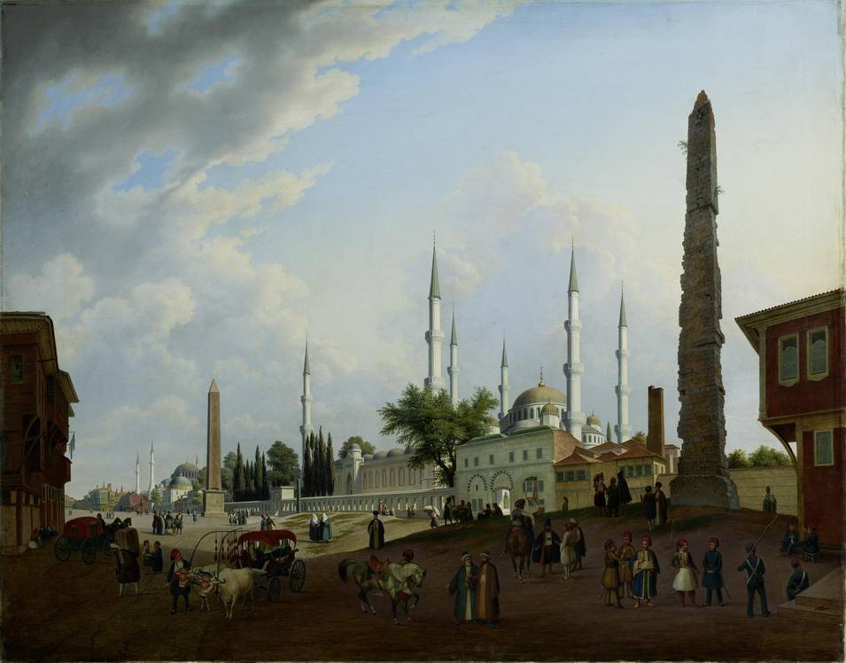 Atmeydan mit Blauer Moschee, Hauptplatz in Istanbul (Türkei), Hubert Sattler (1817–1904), 1843, Öl auf Leinwand, Salzburg Museum, Inv.-Nr. 9077-49