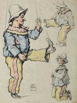 E. Tony Angerer, Entwurf zu einer Marionette ''Kasperl Larifari'', 1911/12 (?), Salzburger Marionettentheater