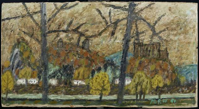Max Peiffer Watenphul (1896–1976), Salzburger Landschaft im Herbst, 1945, Öl auf Pappe  © Salzburg Museum (Schenkung Familie Pasqualucci)